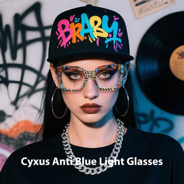 Cyxus Colorful Print Large Frame Hipster Computer Glasses 8308